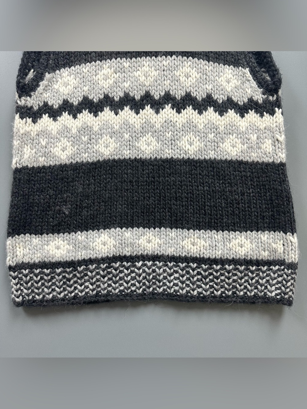 Madewell Open Front Sweater Vest Wool Blend Fair Isle Gray Black Alpaca Size L - Picture 12 of 14